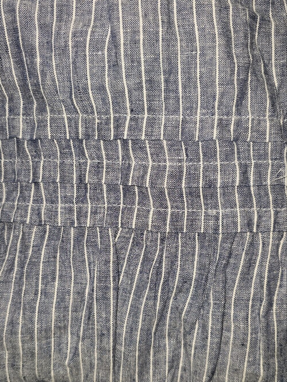 Quince Linen Tiered Maxi Dress In Chambray Stripe Sime M - Picture 10 of 11